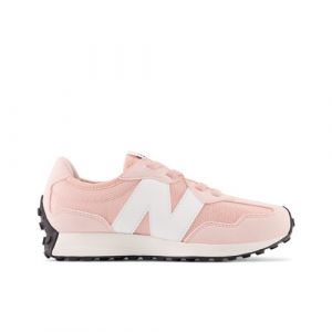 New Balance Kids' 327 Bungee Lace in Pink/White Synthetic