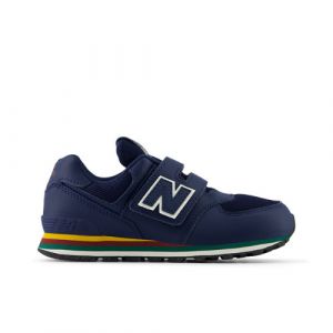 New Balance Kids' 574 HOOK & LOOP in Blue/Yellow Leather, size 2