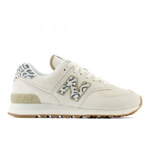 New Balance Women's 574 in White/Black Suede/Mesh