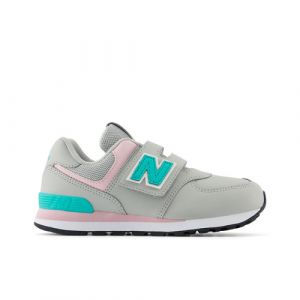 New Balance Kids' 574 HOOK & LOOP in Grey/Green Synthetic