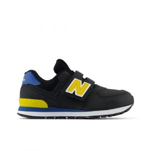 New Balance Kids' 574 HOOK & LOOP in Black/Orange Synthetic