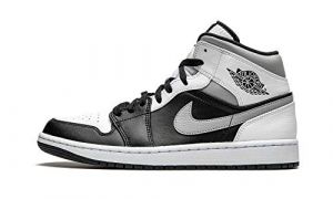 Nike Mens Air Jordan 1 Mid White Shadow - 554724 073 - Black White T Smoke Grey - Basket Ball Sneakers Limited Edition high top Smooth Leather OG Colourway Rare (UK 10)