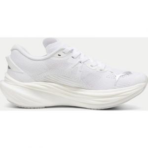 PUMA Deviate NITRO 3 Running Shoes - White/Feather Grey/Silver - Size: UK 8