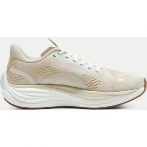 PUMA Velocity NITRO 3 Shoes - Vapor Gray/Putty/Neon Citrus - Brown - Size: UK 6.5