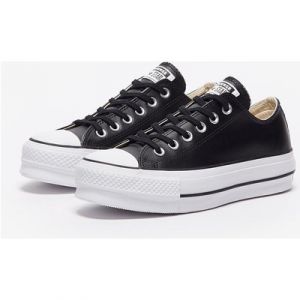 Converse Womens Chuck Taylor All Star Leather Platform Black White