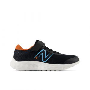 New Balance Kids' 520v8 Bungee Lace in Black/Blue/Orange Mesh