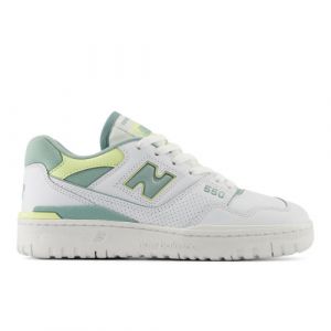 New Balance Women's 550 in White/Green/Yellow Leather