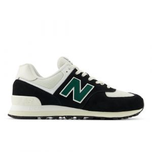 New Balance Unisex 574 in Black/White/Green Suede/Mesh