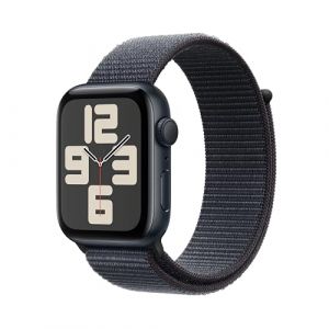 Apple Watch SE (2nd Gen) GPS 44mm Smartwatch with Midnight Aluminium Case with Ink Sport Loop - One Size. Fitness and Sleep Trackers