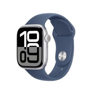 Apple Watch Series 10 GPS 42 mm Smartwatch with Silver Aluminium Case with Denim Sport Band - M/L. Fitness Tracker