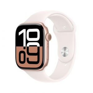 Apple Watch Series 10 GPS 46 mm Smartwatch with Rose Gold Aluminium Case with Light Blush Sport Band - M/L. Fitness Tracker