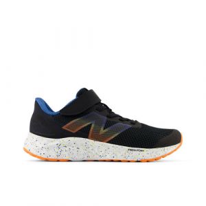 New Balance Kids' Fresh Foam Arishi v4 Bungee Lace with Top Strap in Black/Blue/Orange Synthetic