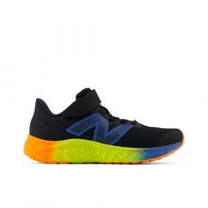 New Balance Kids' Fresh Foam Arishi v4 Bungee Lace with Top Strap in Black/Orange/Blue/Green Synthetic