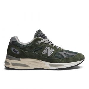 New Balance Unisex Made in UK 991v2 in Green/Grey Suede/Mesh