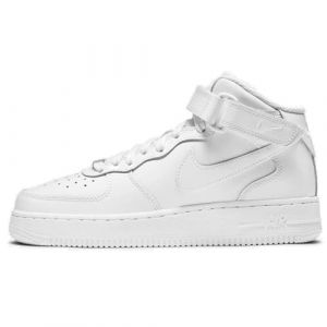 NIKE Air Force 1 Mid LE GS Great School Trainers Sneakers Fashion Shoes DH2933 (White/White 111) Size UK6 (EU39)