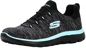 Skechers Women's Summits-Quick Getaway Black/Aqua Sneaker 9.5 W US