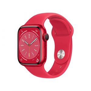 Apple Watch Series 8 (GPS + Cellular 41mm) RED Aluminum Case with RED Sport Band (Renewed)