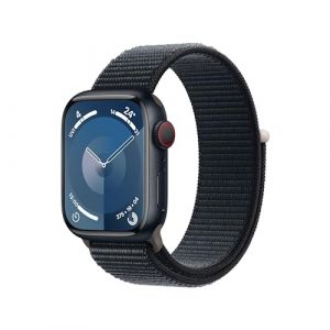 Apple Watch Series 9 [GPS + Cellular 41mm] Smartwatch with Midnight Aluminum Case with Midnight Sport Loop One Size. Fitness Tracker