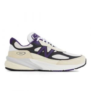 New Balance Unisex Made in USA 990v6 in White/Purple/Black Leather, size 5.5