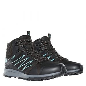 THE NORTH FACE Women's Litewave Fastpack II Waterproof Shoes - Waterproof Hiking & Walking Shoes - Mid-Rise - TNF Black/Aqua Splash