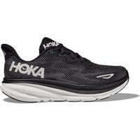 Hoka Clifton 9 Womens Running Shoes - Black/White / UK8.5 / Wide