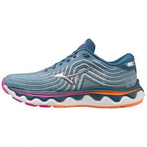 Mizuno Womens Wave Horizon 6 Running Shoes Blue Ashes/Silver 6 (39)