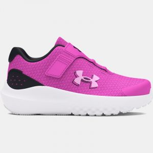 Girls' Infant  Under Armour  Surge 4 AC Running Shoes Black / Lavish / Salt Purple 8.5