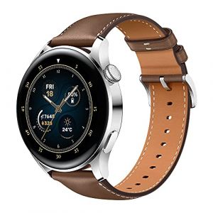 HUAWEI WATCH 3 | Connected GPS Smartwatch With Sp02 And All-Day Health Monitoring | 14 Days Battery Life - Brown Leather Strap