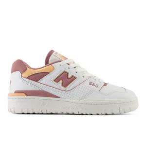 New Balance Women's 550 in White/Pink/Orange Leather