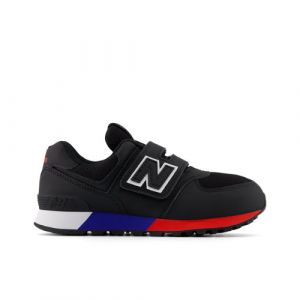 New Balance Kids' 574 HOOK & LOOP in Black/White Synthetic