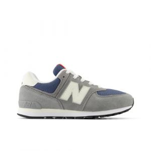 New Balance Kids' 574 in Grey/Blue Leather