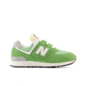 New Balance Kids' 574 HOOK & LOOP in Green/White Synthetic