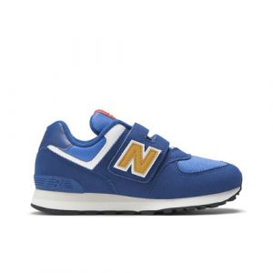 New Balance Kids' 574 Hook & Loop in Blue/Yellow Suede/Mesh