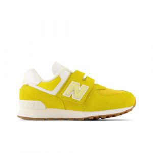 New Balance Kids' 574 Hook & Loop in Yellow Leather