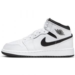 NIKE Air Jordan 1 Low GS Grade School Trainers Sneakers Fashion Shoes 553560 (White/White/Black/Black 132) Size UK6 (EU39)