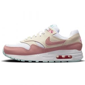 NIKE Air Max 1 GS Great School Trainers Sneakers Fashion Shoes DZ3307 (White/Guava Ice/Red Stardust 101) Size UK4.5 (EU37.5)