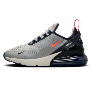 NIKE Air Max 270 GS Great School Fashion Trainers Sneakers Shoes 943345 (Light Smoke Grey/Dark Obsidian/Phantom/Bright Crimson 028) Size UK4 (EU36.5)