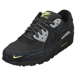 NIKE Air Max 90 Men's Trainers Sneakers Fashion Shoes FQ2377 (Black/Black/Volt/Cool Grey 001) UK12 (EU47.5)