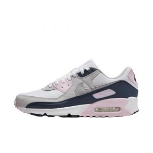 NIKE Air Max 90 Men's Trainers Sneakers Fashion Shoes DM0029 (White/Pink Foam/Armoury Navy/Wolf Grey 106) UK11.5 (EU47)