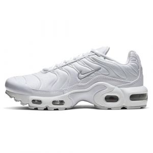 NIKE Air Max Plus GS Great School Trainers Sneakers Fashion Shoes CW7044 (White/Metallic Silver/White 100) Size UK4 (EU36.5)