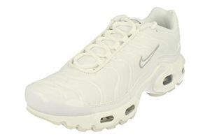 NIKE Air Max Plus GS Great School Trainers Sneakers Fashion Shoes CW7044 (White/Metallic Silver/White 100) Size UK4.5 (EU37.5)