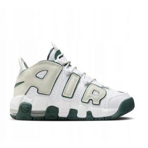 NIKE Air More Uptempo GS Grade School Trainers Sneakers Fashion Shoes FQ1938 (White/Vintage Green/Summit White/Sea Glass 100) Size UK5 (EU38)