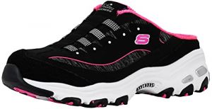 Skechers Women's D'Lites Slip-On Mule Sneaker Black/Hot Pink 8