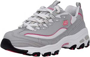 Skechers Women's D'Lites Original Grey/Pink Lace-Up Sneaker 9.5 W US