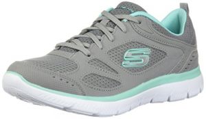 Skechers Summits Women's Suited Lace Up Trainers in Grey Faux Leather - Breathable Mesh Sports Shoes - Ladies Athletic Footwear - Size UK 5 / EU 38