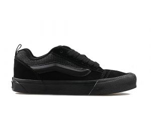 Vans Men Knu Skool Skate Shoe - Suede Low Sneaker - Lace up Closure Style - Black Monochrome