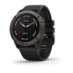Garmin Fenix 6X - Sapphire Carbon Grey DLC with black band Watch (Renewed)