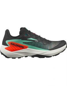 Salomon - Trail running shoes - Genesis Black/Electric Green/Cherry Tomato for Men 