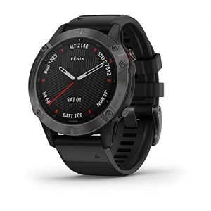Garmin Fenix 6 Sapphire Multisport GPS Watch - Carbon Grey with Black Band (Renewed)