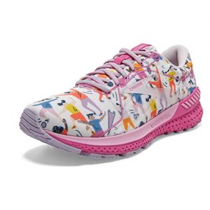 Brooks Women's Adrenaline GTS 21 Running Shoe - White/Lilac/Pink - 6